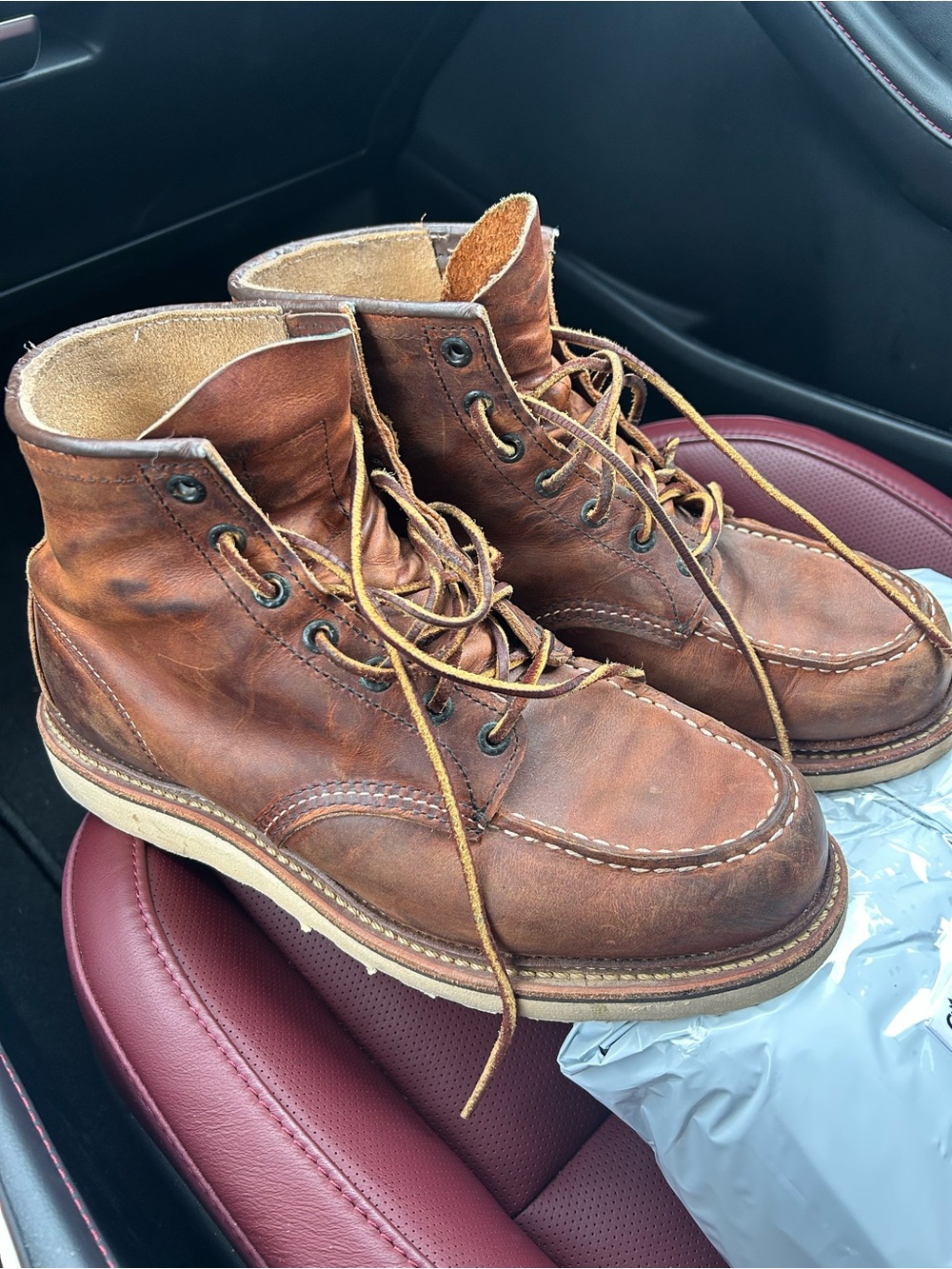 Red Wing Men's Brown Leather Moc Toe Work Boots